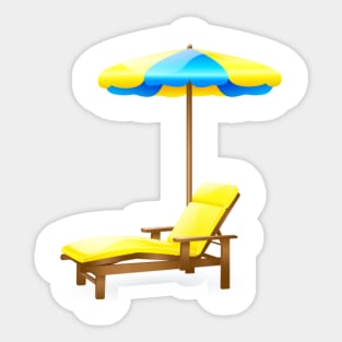 Beach-bed and Umbrella in Blue and Yellow Sticker